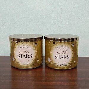 Bath & Body Works IN THE STARS 3-Wick Candleamber sandalwood musk Set of 2